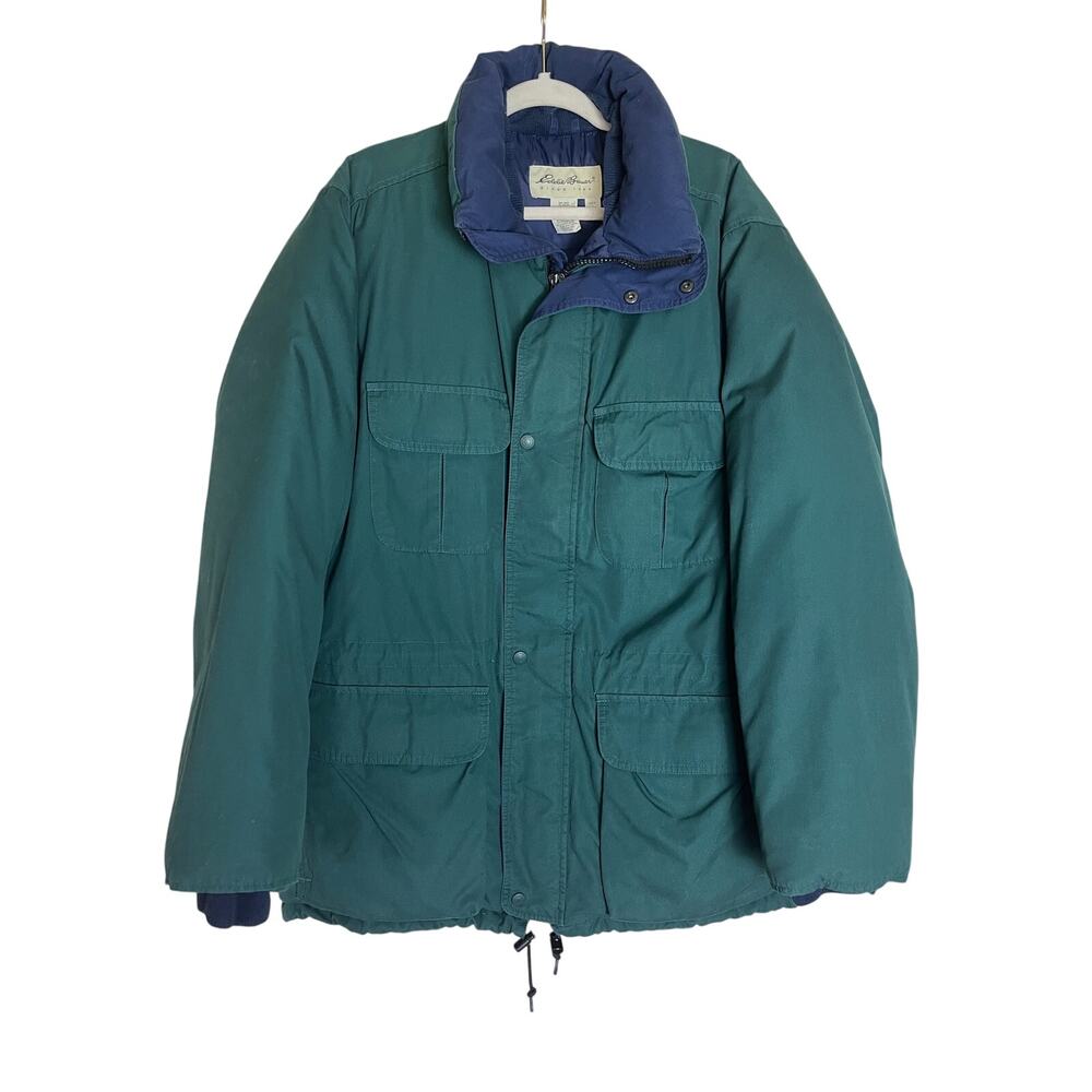 Eddie Bauer | Vintage Men's L Ridgeline Goose Down Parka in Green/Blue Collar